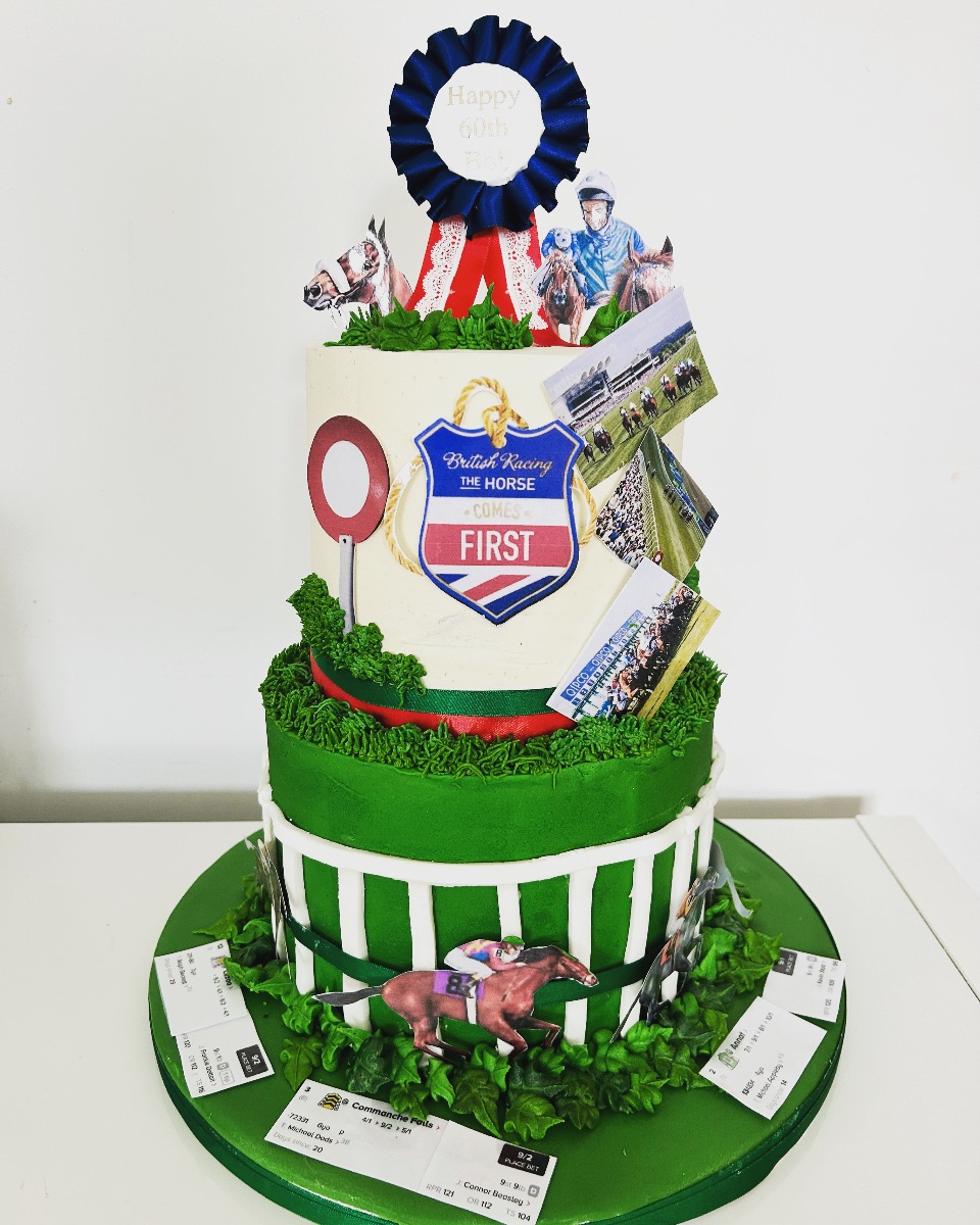 Two-tier celebration cake by Blossom Bakery, Chelmsford