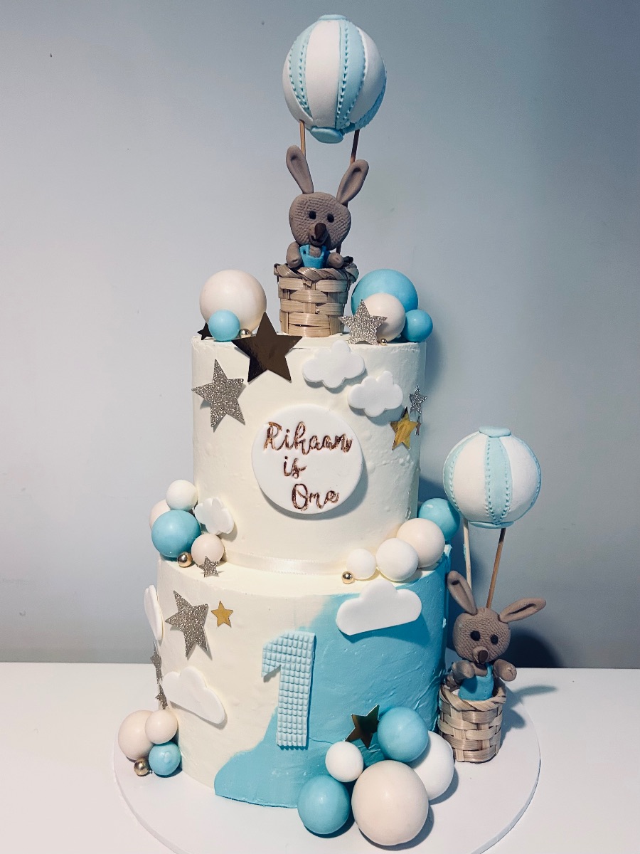 Two-tier celebration cake by Blossom Bakery, Chelmsford
