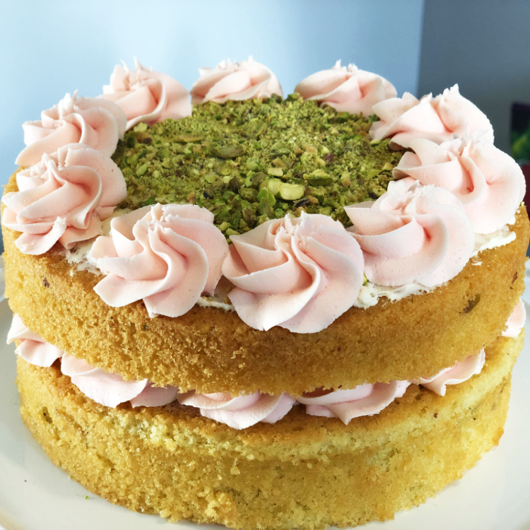 Pistachio & Rose cake by Blossom Bakery, Chelmsford